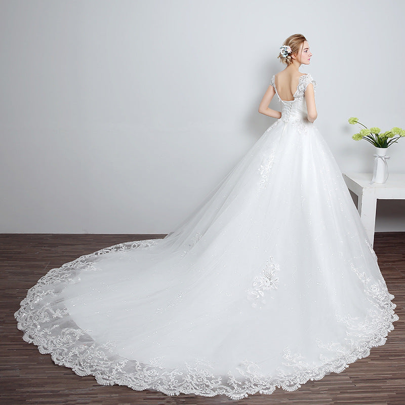 Bride wedding wedding Korean fashion Princess trailing wedding dress 2021 new lace strap wedding dress Image