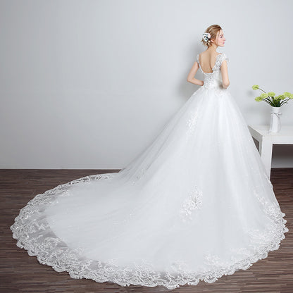 Bride wedding wedding Korean fashion Princess trailing wedding dress 2021 new lace strap wedding dress