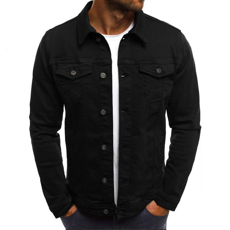 Casual Men Jacket Denim Button Shirt Image