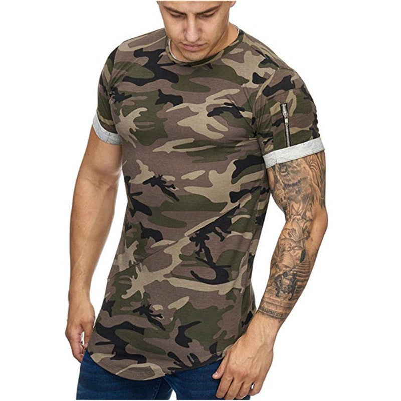 Men's T-shirt Camouflage Gradient Printing Casual Men's Short Sleeve T-shirt Image