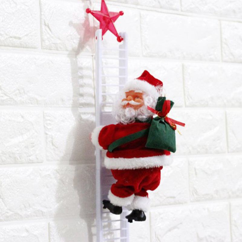 Climbing Ladder Electric Santa Claus Climbing Red Ladder Doll Toy Image