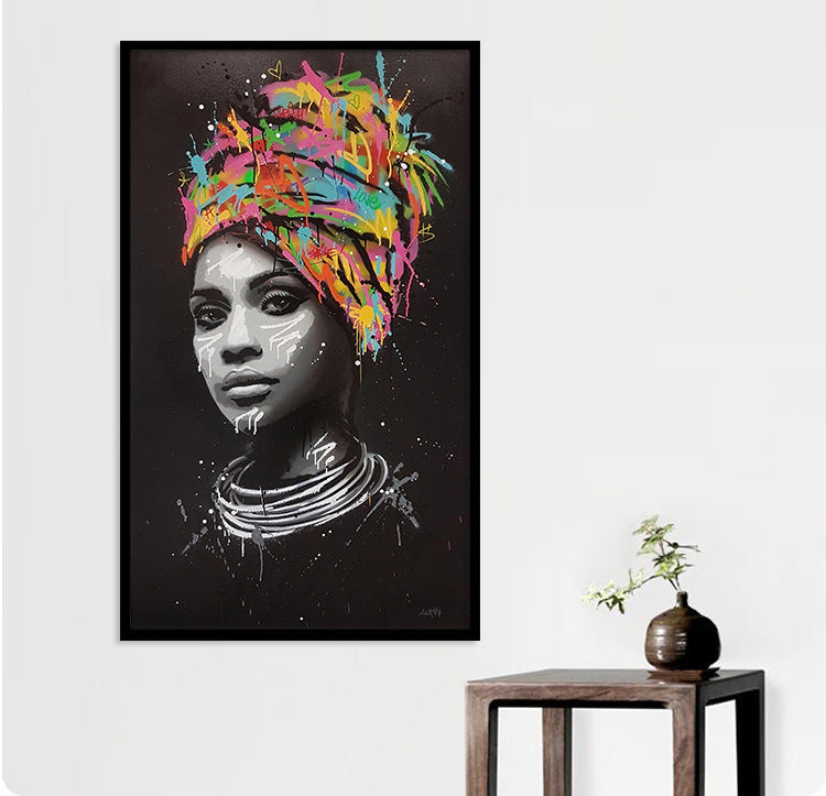 Turban African woman canvas painting Image