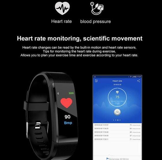 Smart Bracelet With Bluetooth Wristband Heart Rate Monitor Watch Activity Fitness Tracker Image