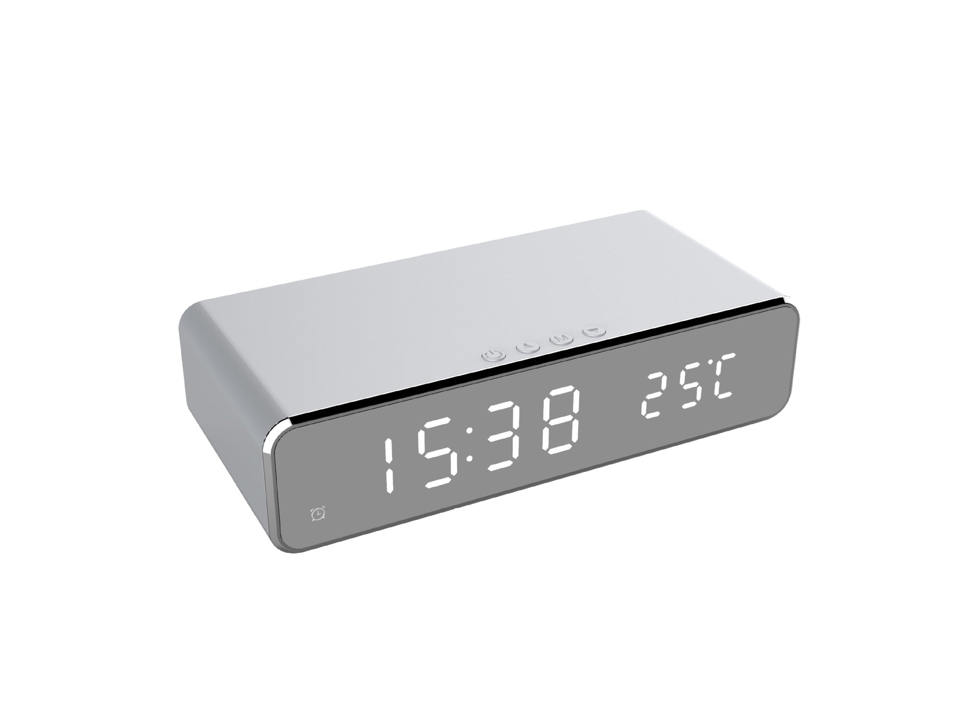 LED Electric Alarm Clock With Wireless Charger Desktop Digital Despertador Thermometer Clock HD Mirror Clock Watch Table Decor Image