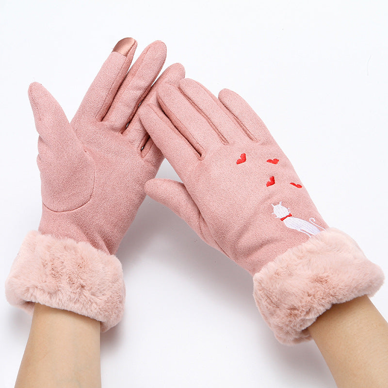 Gloves women winter suede gloves Image