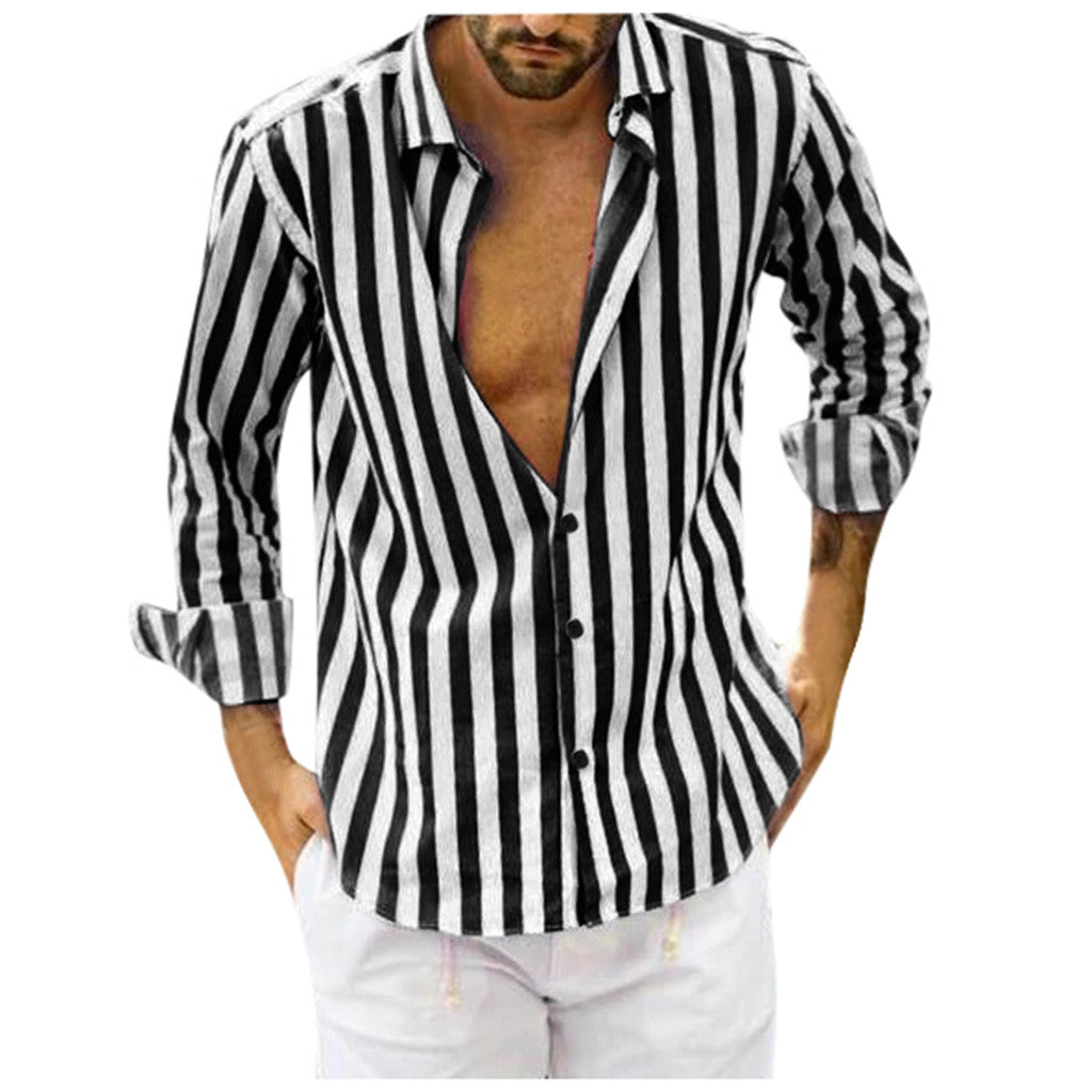 Men's long sleeve striped shirt Image