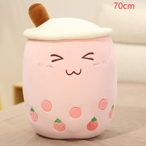 Cute Fruit Drink Plush Stuffed Soft Strawberry Milk Tea Plush Boba Tea Cup Toy Bubble Tea Pillow Cushion Kids Gift Image