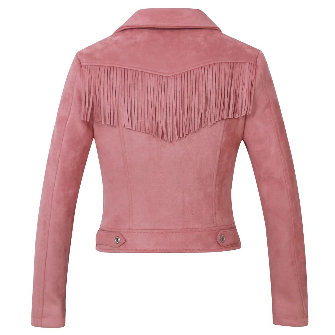 Factory direct selling women''s jacket autumn and winter European and American women''s Lapel tassel suede coat leather jacket women''s short Image