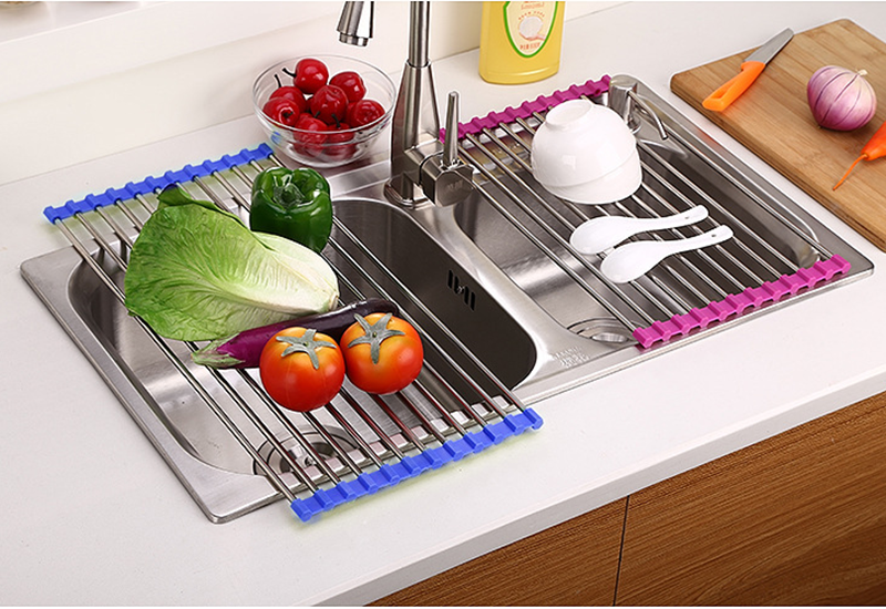 Folding Kitchen Drain Sink Rack Stainless Steel Image