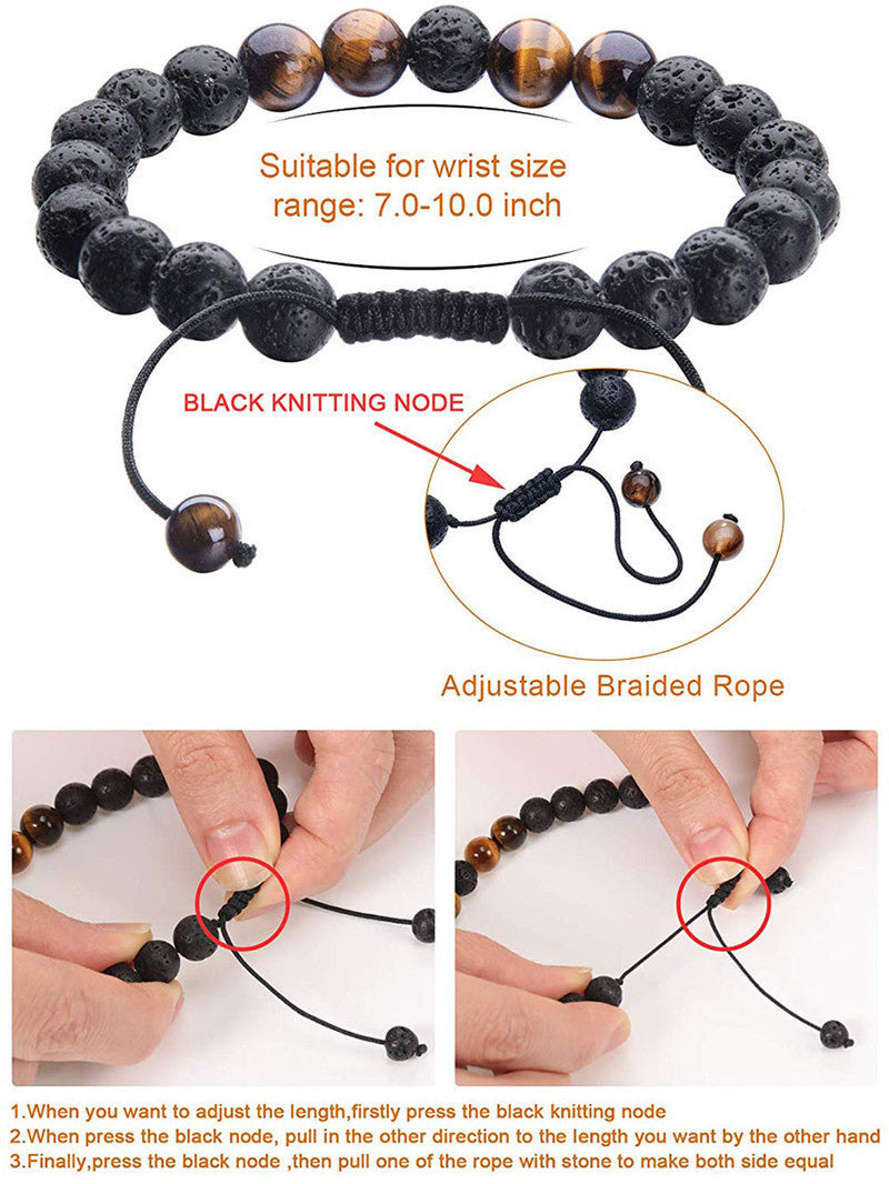 Tiger Eye Couple Bracelets Matte Black Agate Beads Bracelet Image