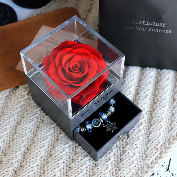 Eternal Flower Rose Jewelry Box for Birthday Presents Valentines Day Wedding Gift Image