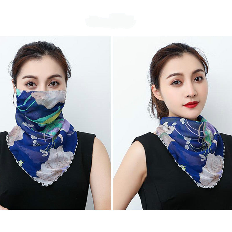 Hanging Ear Thin Face-covering Scarf Triangle Veil Scarf Image