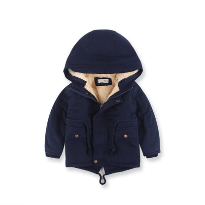 LM 6035 Europe And American Wind  Boy's Coat And Cashmere Boy's Windcoat For 2021 Autumn And Winter Children's Clothes