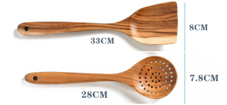 Teak Natural Wood Tableware Spoon Ladle Turner Rice Colander Soup Skimmer Cooking Tool Sets Spoon Scoop Kitchen Tools Gadgets Image