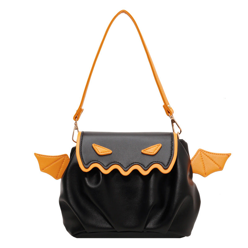 Funny Crossbody Bag Halloween Pumpkin Cartoon Shoulder Bags With Small Wings Personalized Creative Female Handbag Image