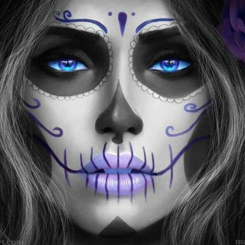 5D Diy Diamond Painting Skull Woman Cross Stitch Horror Halloween Needlework Home Decorative Full round Diamond Embroidery