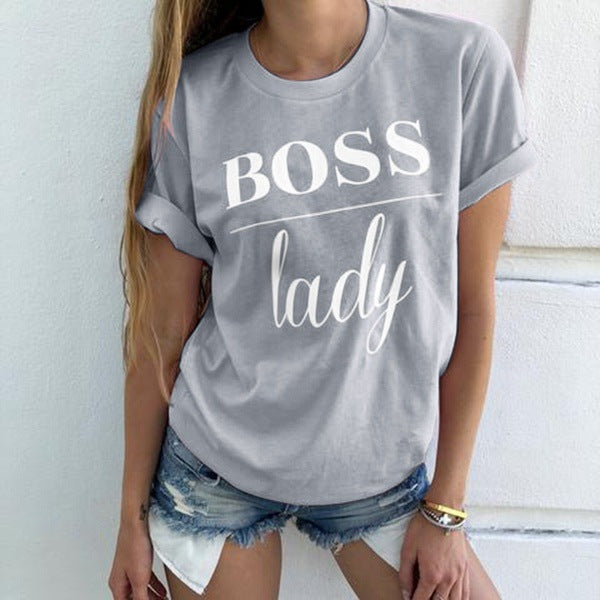 Summer Fashion Women Casual Letter Printed T-shirt Tops Lady Tee Printed Short Sleeve Tops Image