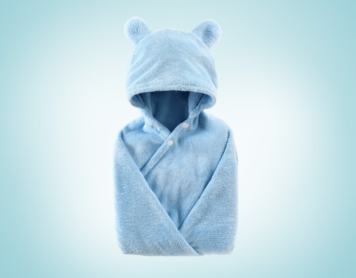 Cotton baby care hooded bath towel Image