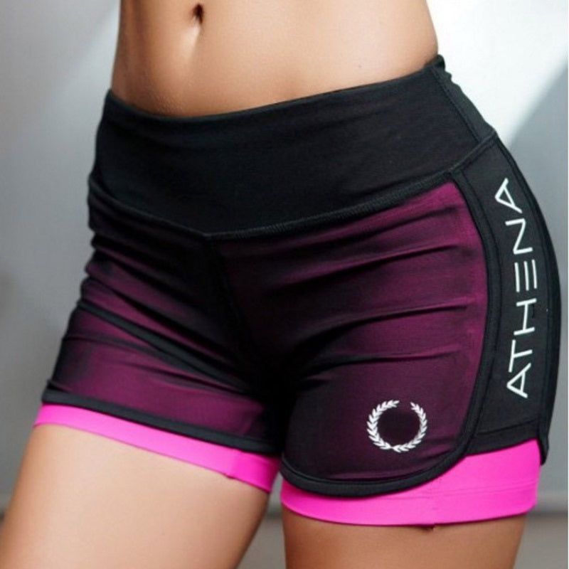 Women Casual Short for Workout -  Fake Two Sports Shorts Style. Image