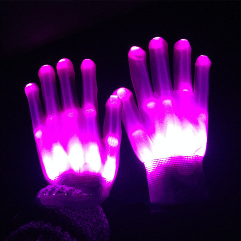 1Pair Chic LED Light Up Skeleton Hand Gloves Halloween Christmas Costume Decor Image