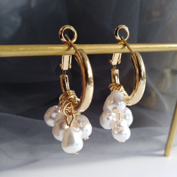 Pearl tassel earrings simple earrings Image