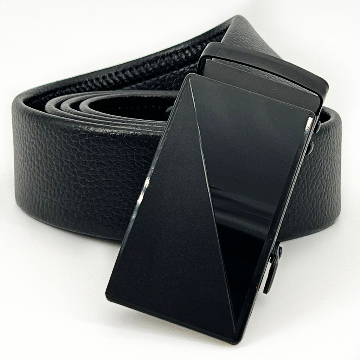 Microfiber PU Leather Ratchet Belt Belts For Men Adjustable Slide Buckle Black Image