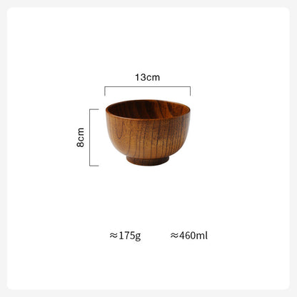 Wooden Bowl Japanese Style Wood Rice Soup Bowl Salad Bowl Food Container Large Small Bowl for Kids Tableware Wooden Utensils