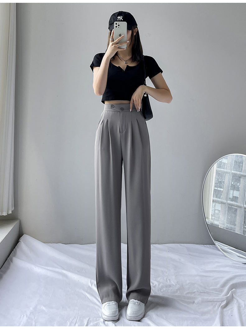 Women's New High Waist Loose Drape Suit Wide Leg Pants Image