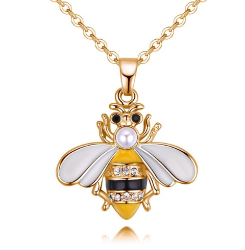 Summer Jewelry Necklace Lady Cartoon Cute Drop Oil Studded Bee Pendant Image