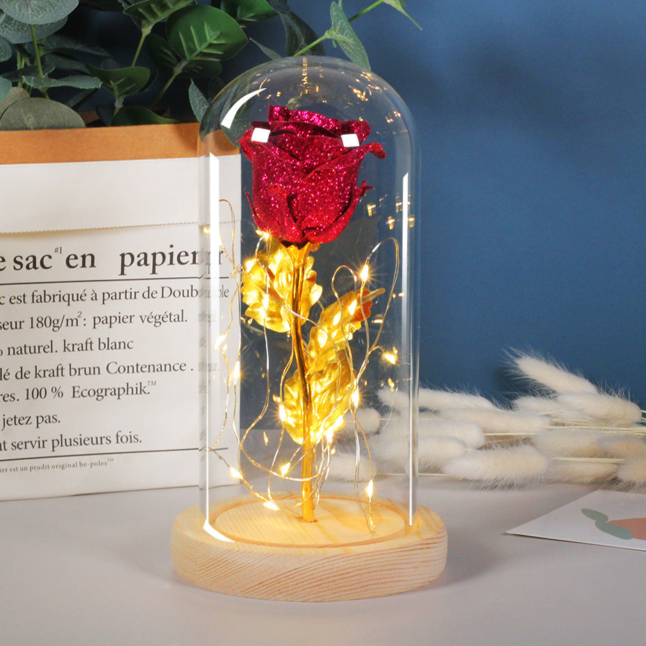 Valentines Day Gift  For Girlfriend Eternal Rose Flowers LED Light In Glass Cover Day Wedding Decoration Favors Mother Day Female Gift  Gift Image