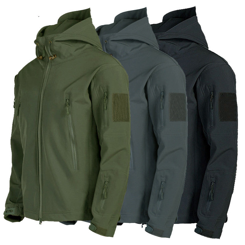 Soft Shell Jacket Men Windproof Hooded Jacket Image