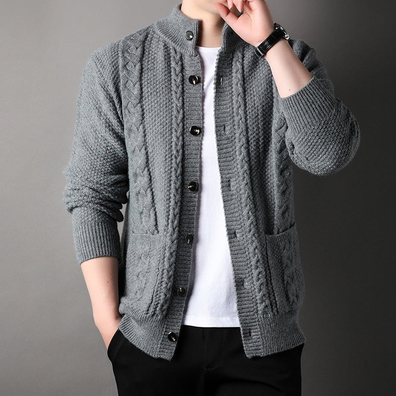 Young And Middle-aged Thick Knit Cardigan Retro Jacquard Loose-fitting Sweater Jacket Image