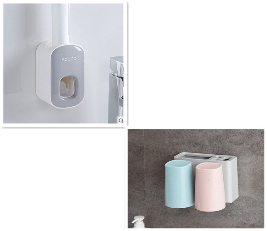 Wall Mounted Automatic Toothpaste Holder Bathroom Accessories Set Dispenser Image