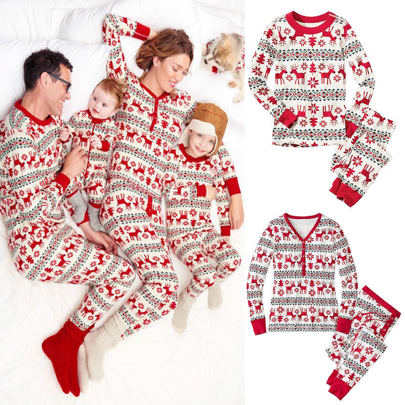 Christmas Parent-Child Suit Printing Home Service Pajamas Two-Piece Image