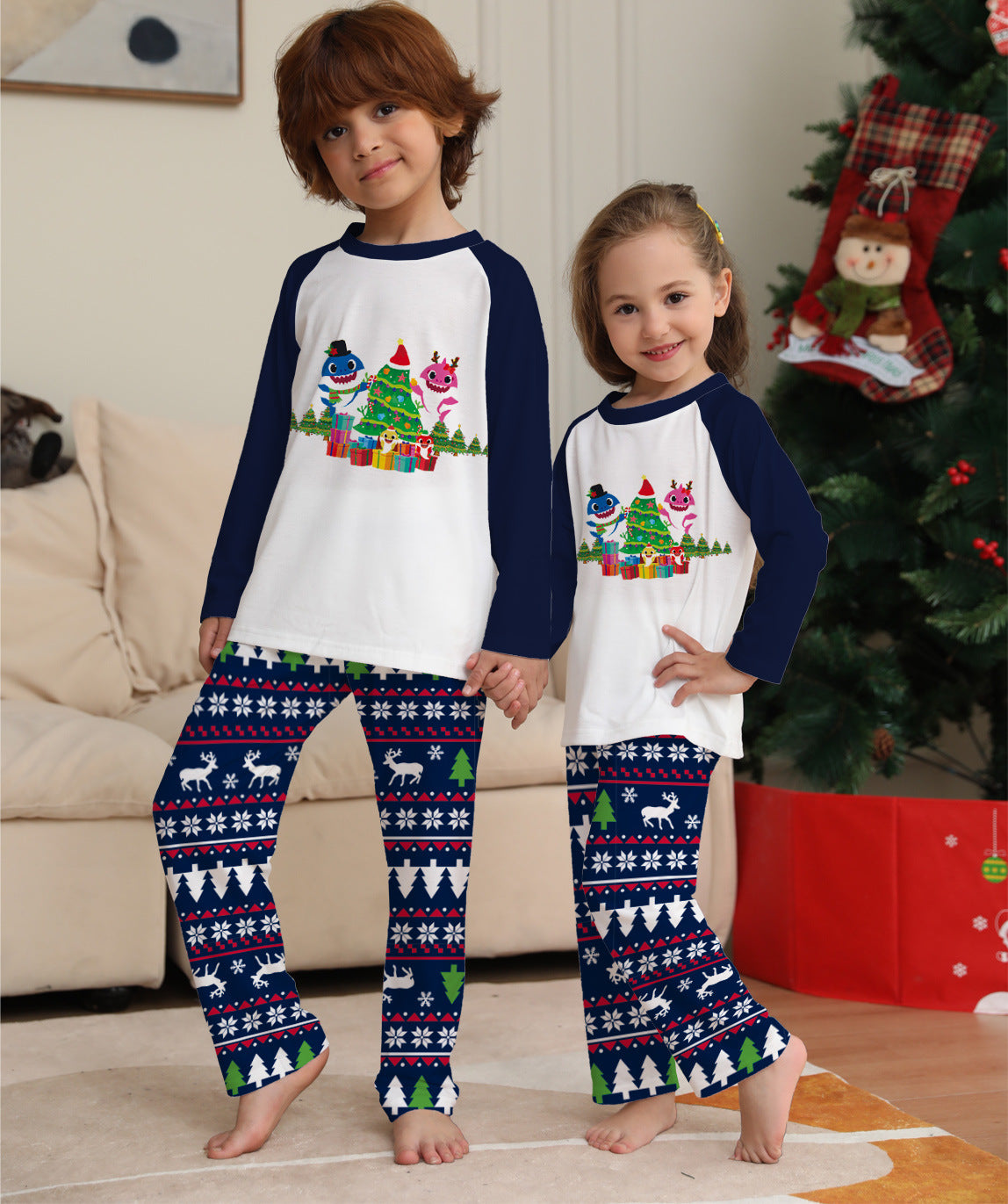 Family Matching Christmas Pajamas Set Xmas Long Sleeve Sleepwear Nightwear For Couples Kids Baby Image