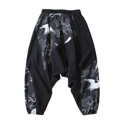 Chinese style crotch big crotch patchwork pants