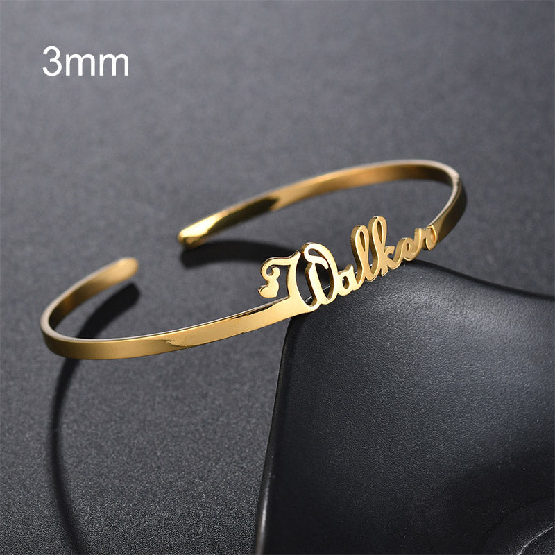 Customized Name Bracelet Personalized Custom Bangles Stainless Steel Jewelry Image