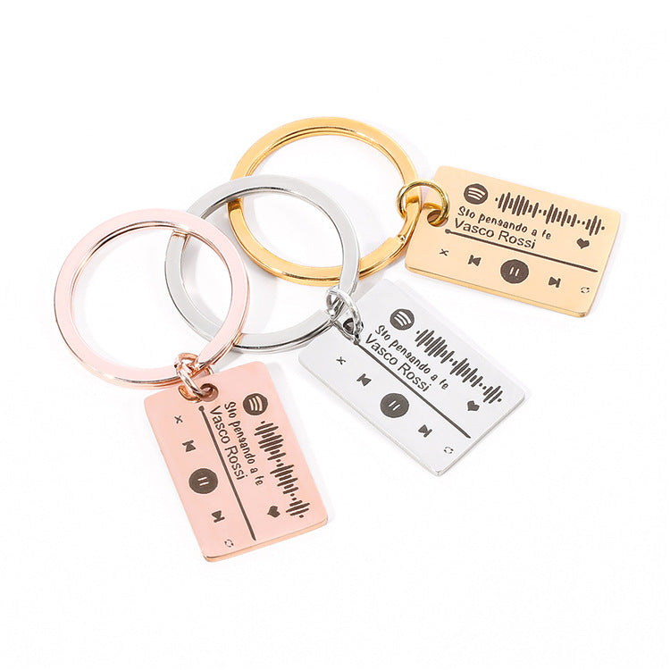 Personalized DIY Custom Music Scan Code Keychain Stainless Steel Image