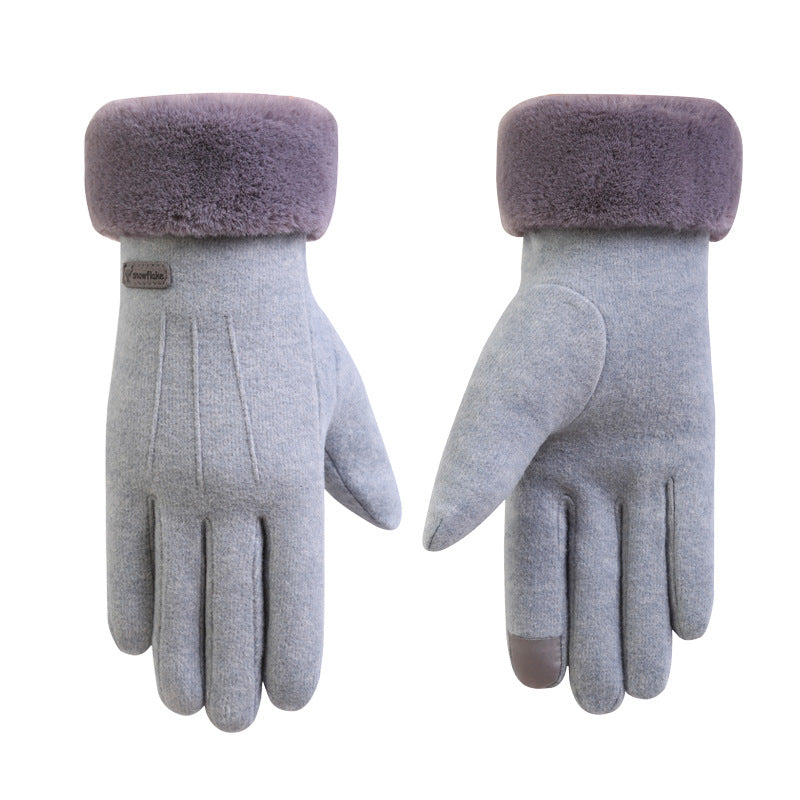 Autumn and winter cashmere full finger gloves women Image