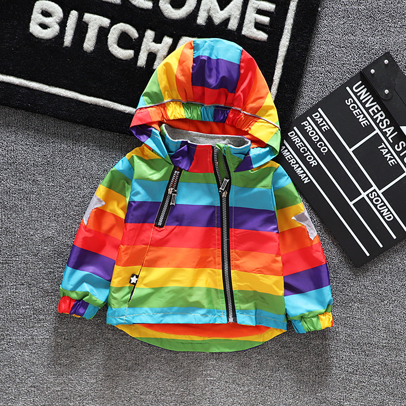 Kids Rainbow Hooded Coat Image