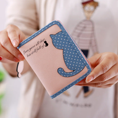 2021 new style cartoon short wallet female Korean version lovely girl child vertical zipper position Image