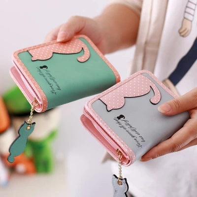 2021 new style cartoon short wallet female Korean version lovely girl child vertical zipper position