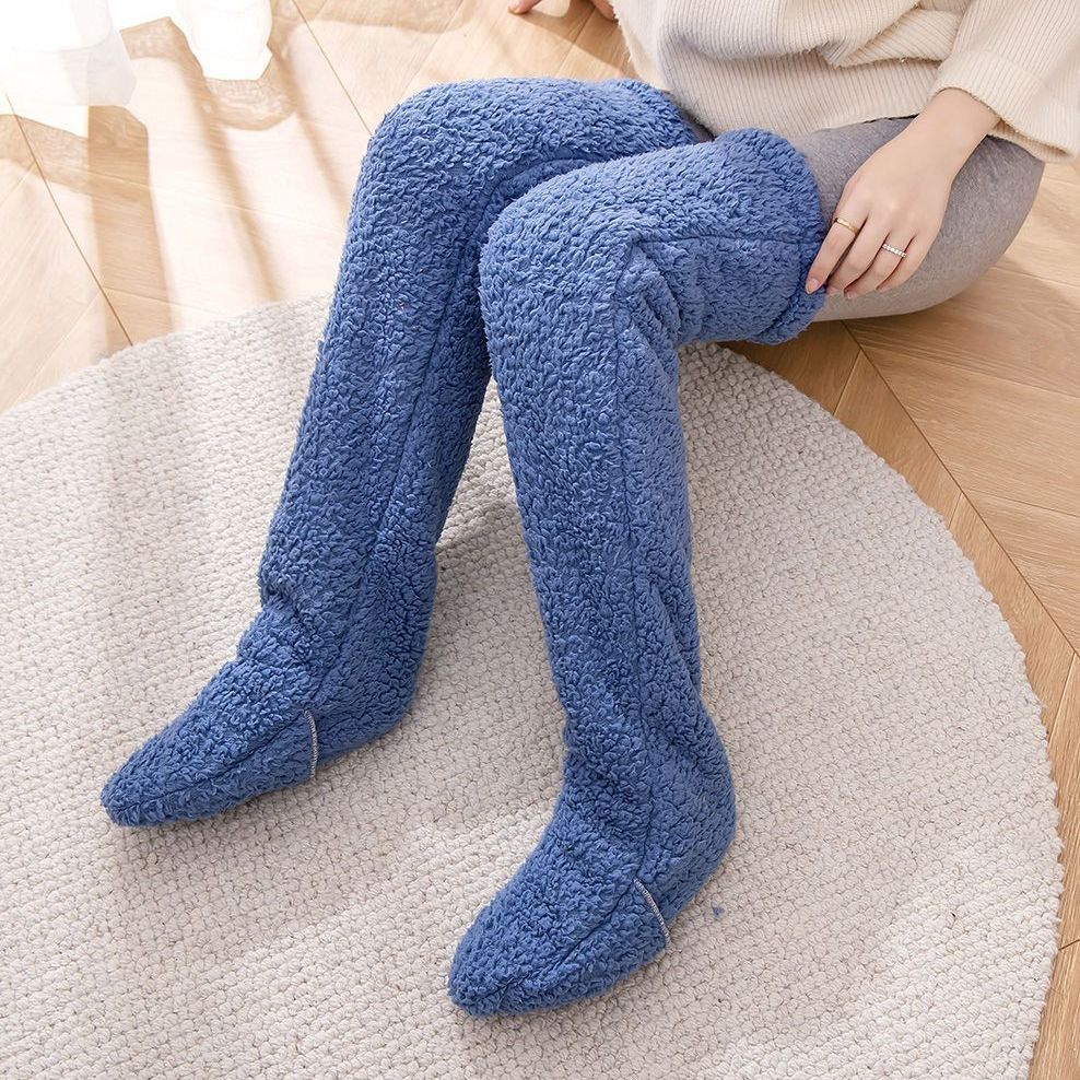 Over Knee High Fuzzy Long Socks Winter Warm Cold Leg Knee Joint Cold-proof Stockings Home Floor Sleeping Socks Image