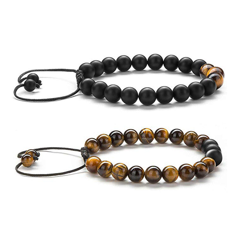 Tiger Eye Couple Bracelets Matte Black Agate Beads Bracelet Image