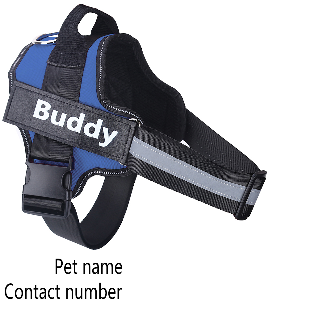 Personalized Dog Harness NO PULL Reflective Breathable Adjustable Pet Harness Vest For Small Large Dog Custom Patch Pet Supplies Image