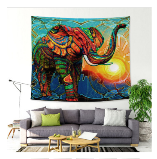 Sunshine Elephant Tapestry Home Art Decoration Image