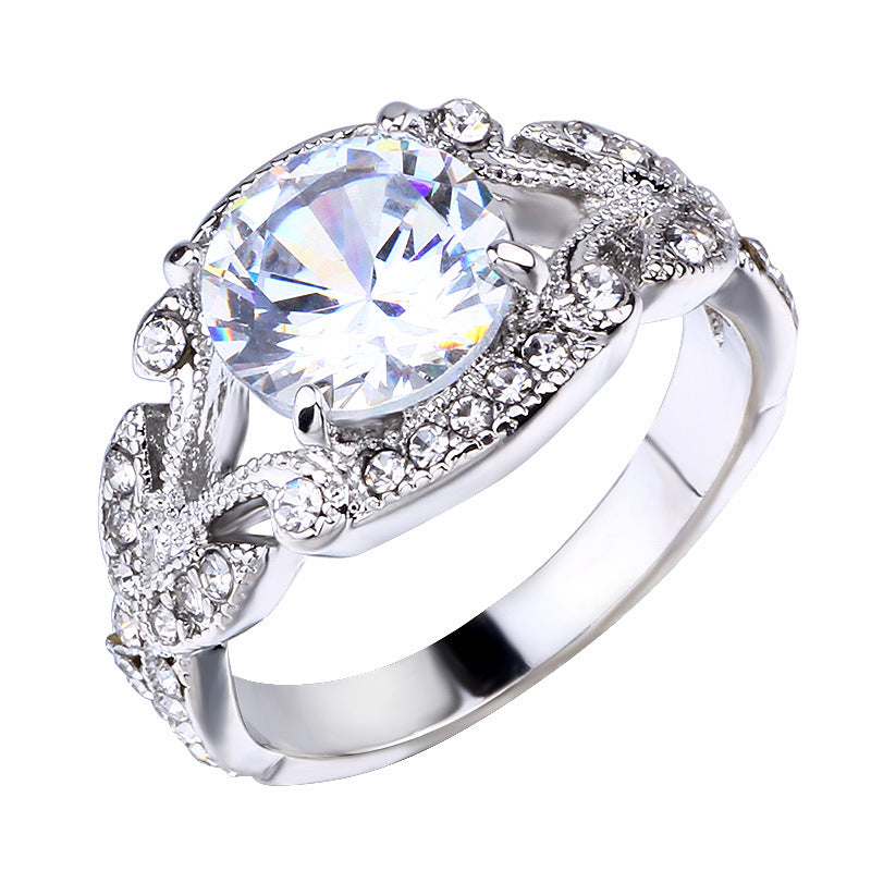 European and American Princess Rings Diamond Rings Tree Leaf Engagement Rings Image