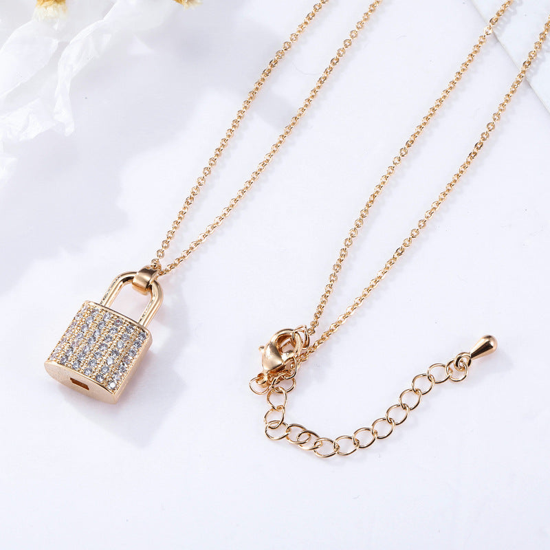 Zircon Lock Necklaces for Lover Luxury Necklace Image