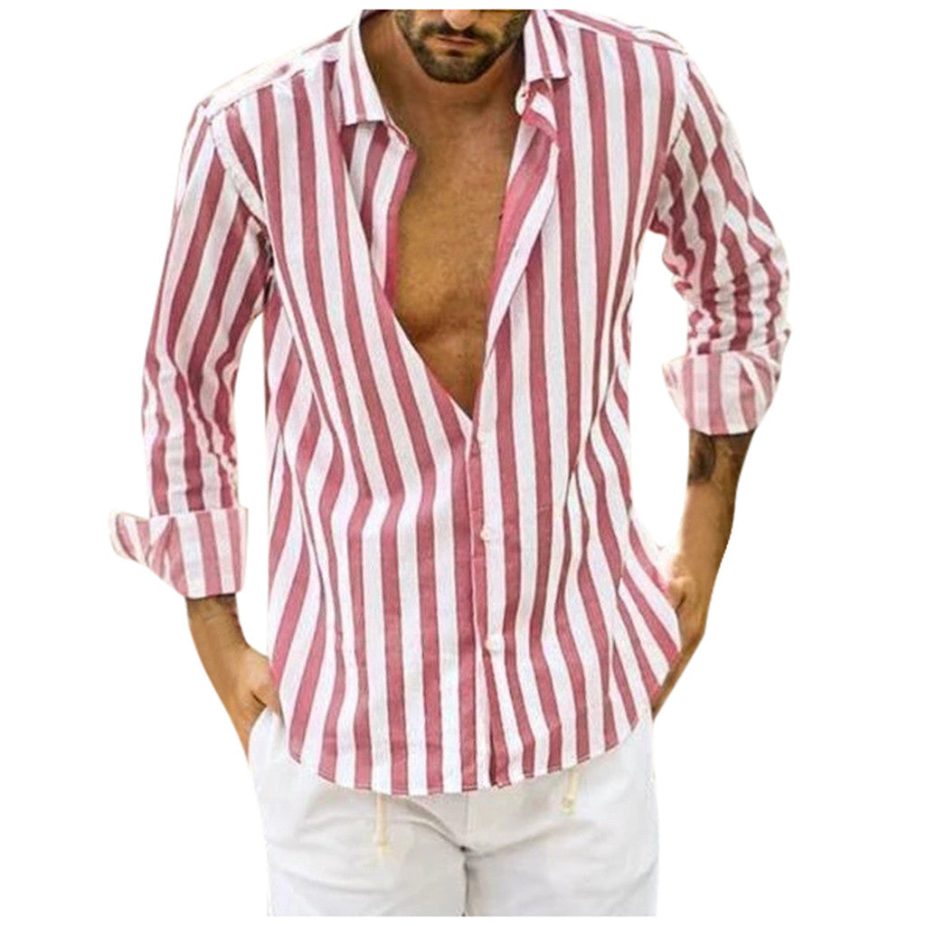 Men's long sleeve striped shirt Image