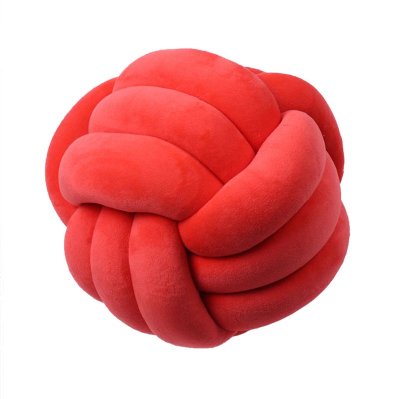 Knotted Plush Ball Design Round Throw Pillow Image